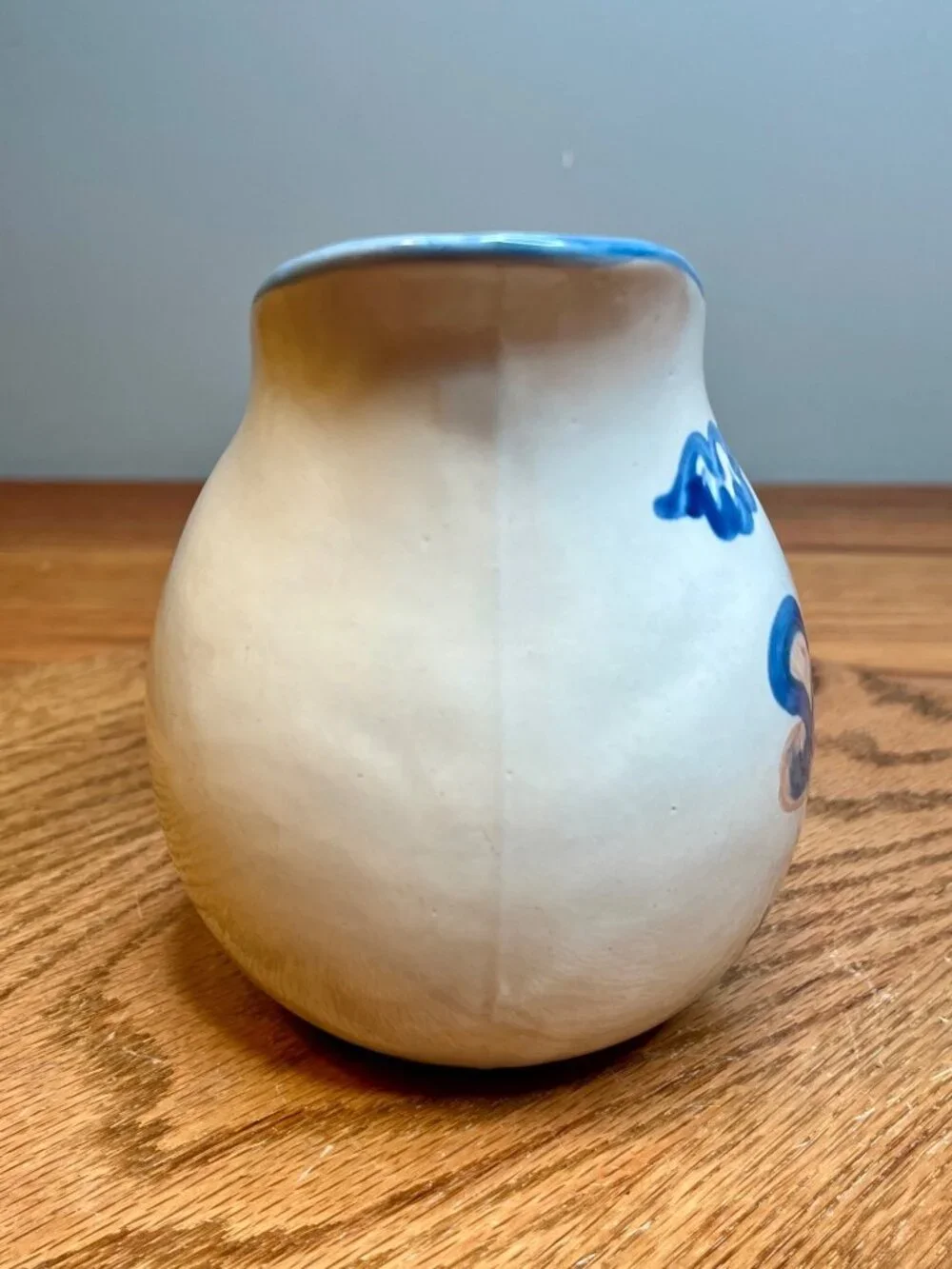 Vintage M.A. Hadley Pot Belly Milk Pitcher - Country Scene Blue-Horse